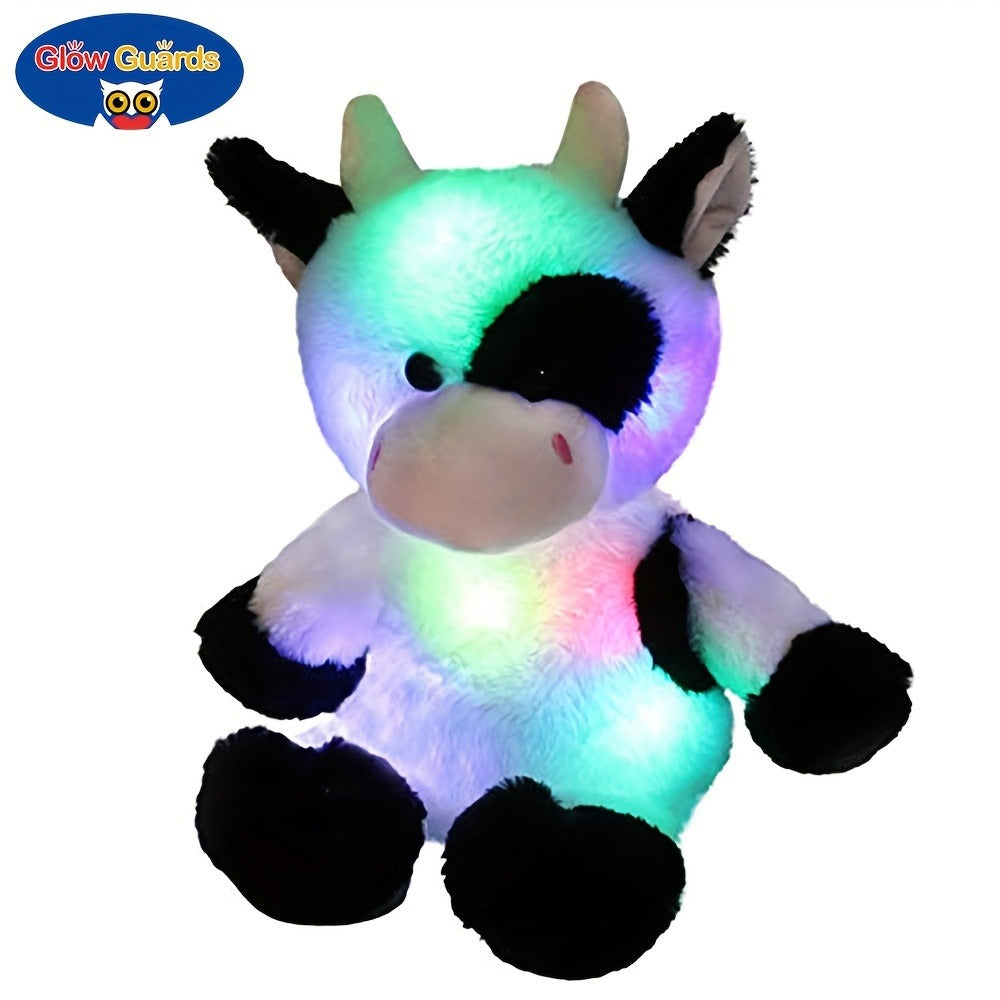 Plush Toy Highland Cow with Glowing Body and Optional Music in Two Interactive Styles for Display