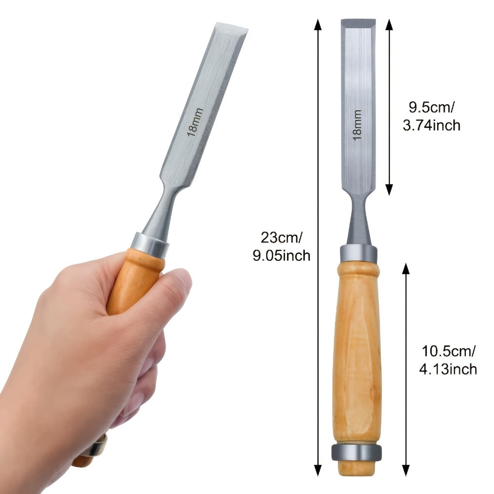 Wood Chisel Set 4pcs, CR-V Steel Woodworking Chisels 6/12/18/24mm for Entryways, Bedrooms and Living Spaces