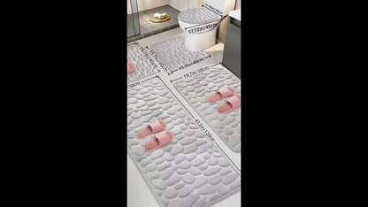 Memory Foam Bathroom Rug Set 5pcs – Non-Slip Absorbent Bath Mat Set for Sink Bathtub Shower Toilet, Machine Washable, Soft Plush Floor Mats