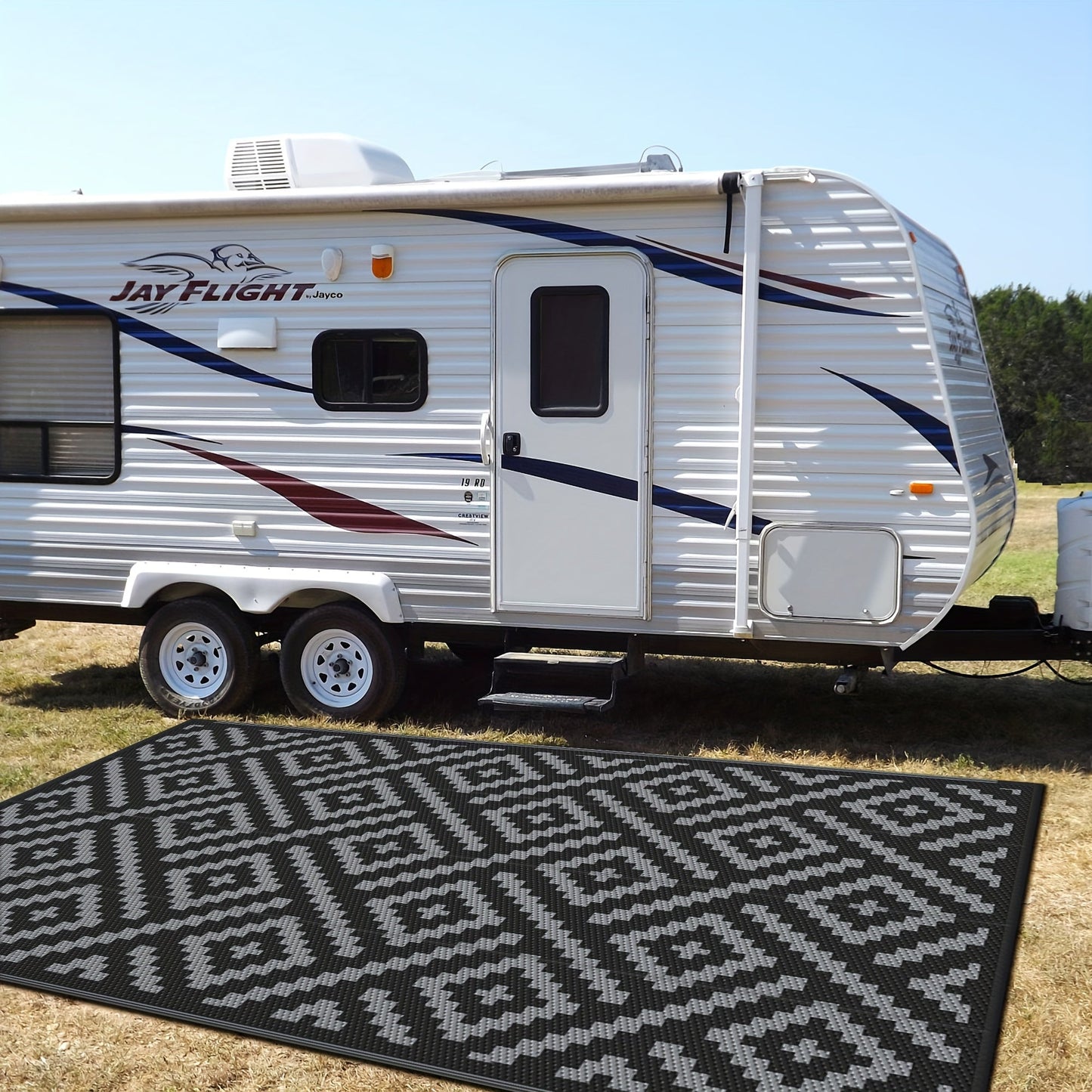 Outdoor Reversible Plastic Straw Rug for Patio Deck RV Camping – Waterproof UV-Resistant Lightweight Mat, Multiple Sizes & Colors