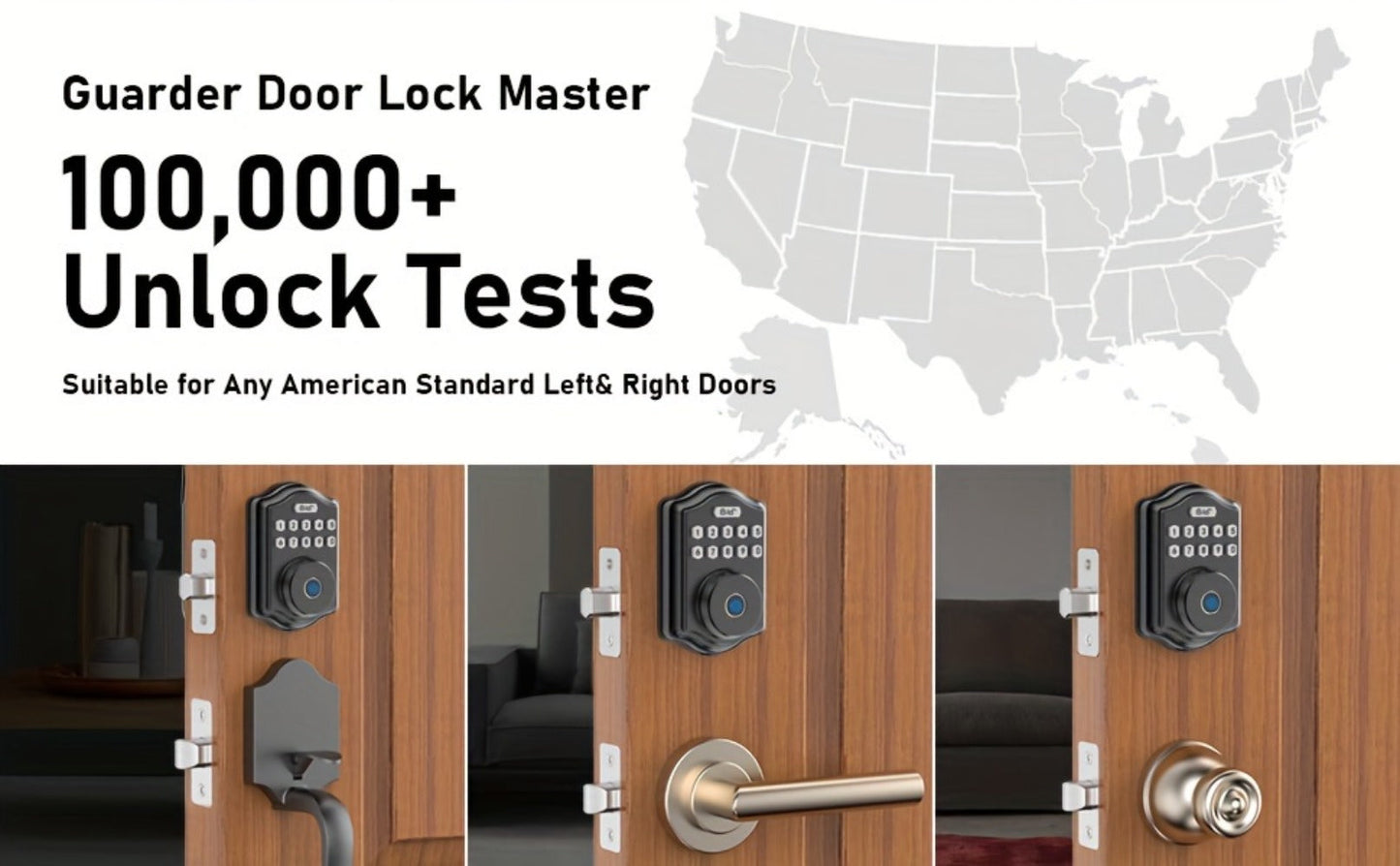 Keypad Deadbolt Lock Fingerprint Keyless Entry, Electronic Door Lock with Code Fingerprint & Key