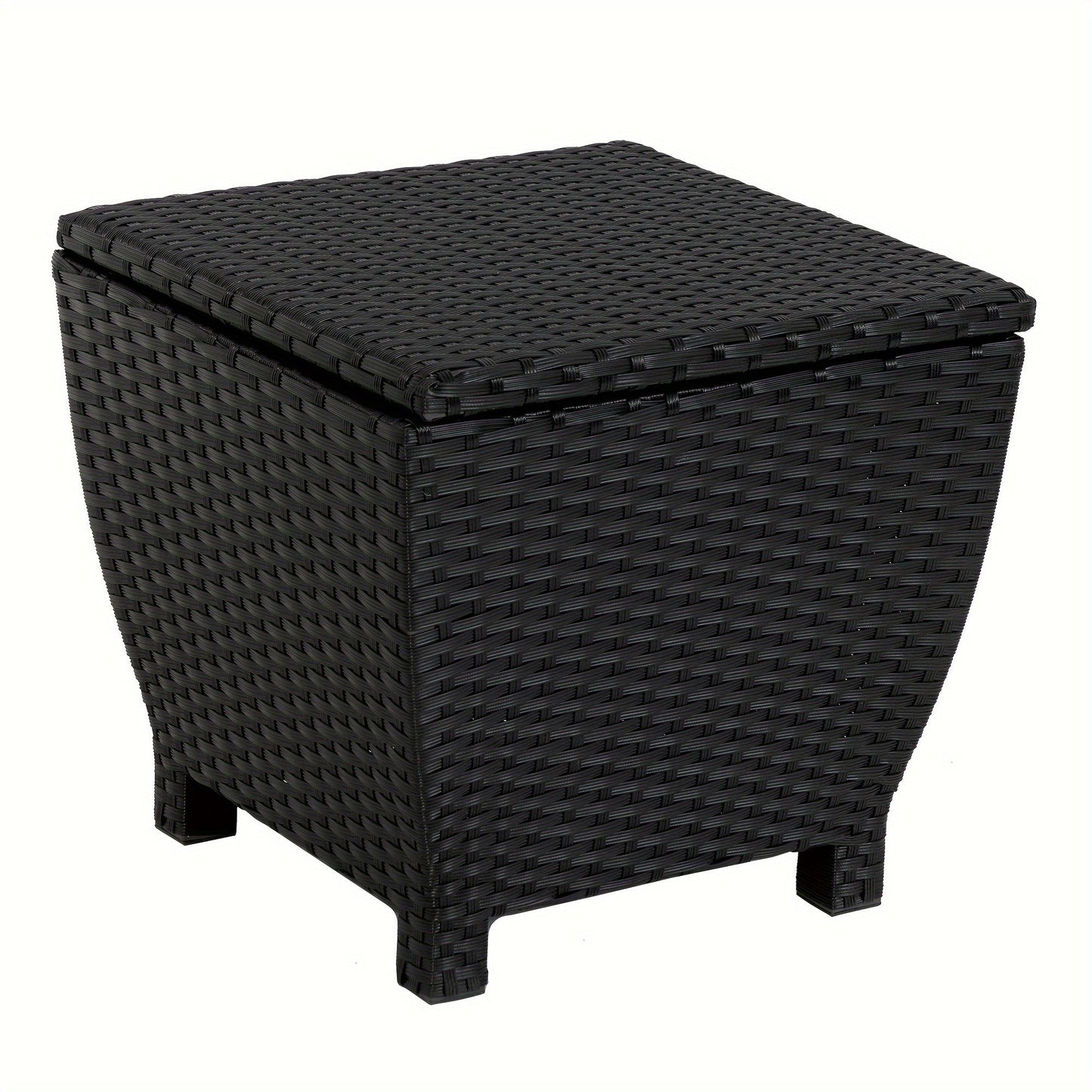 PE Wicker-Look Outdoor Storage Side Table with Flip-Top Lid and Brown, Gray or Black Options