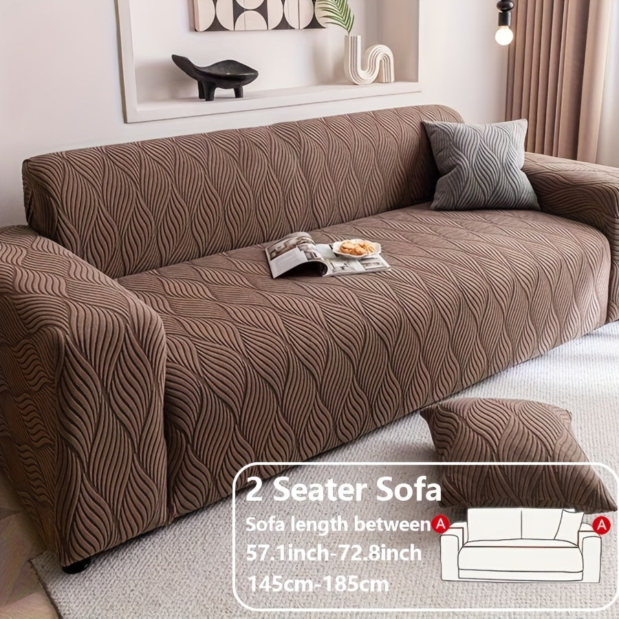 Sofa Cover Polar Fleece Modern Jacquard Elastic Slipcover with Elastic Fit for 1 to 4-Seater Sofas