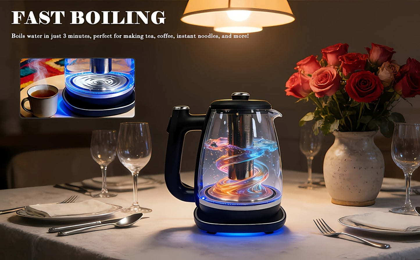 Electric Kettle 1.8L Stainless Steel, Fast Boil with Auto Shut-Off, Boil-Dry Protection, Removable Filter & 360° Swivel Base