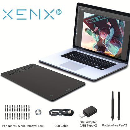 XENX Graphics Drawing Tablet 10 x 6.22 Inch, 8192 Pressure Sensitivity Battery-Free Passive Stylus