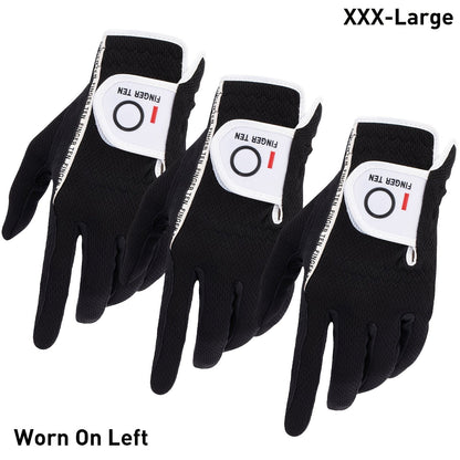 Wet Weather Golf Gloves Rain Grip 3-Pack for Men | Breathable Water-Resistant Golf Gloves for Left & Right Hand