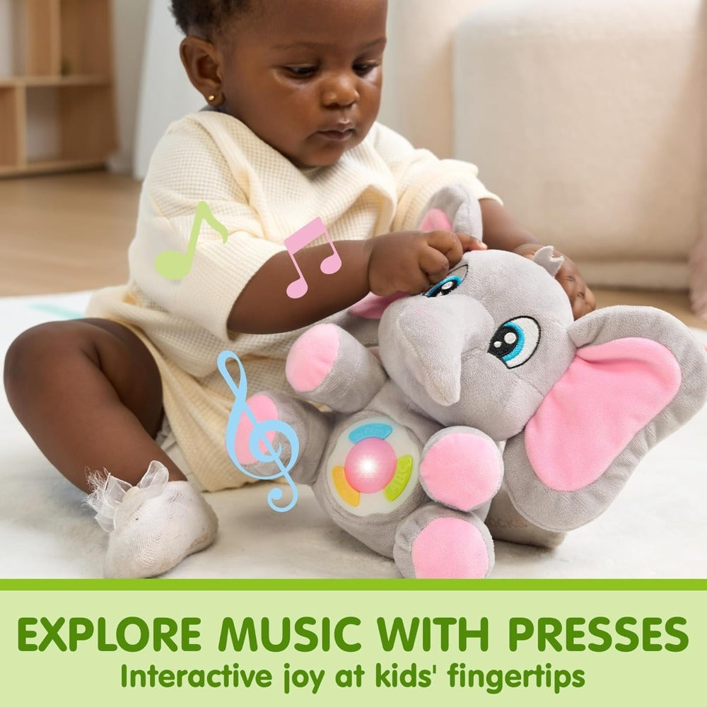 Plush Musical Elephant Baby Toy with Music & Lights, Stuffed Animal Sensory Toy for Infants 6+ Months