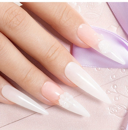 Builder Gel Nail Extension Starter Kit 5pcs Clear Nude Solid – Hard Gel Sculpting Set with Flower Molds & Sculpting Brush for 3D Floral Nail
