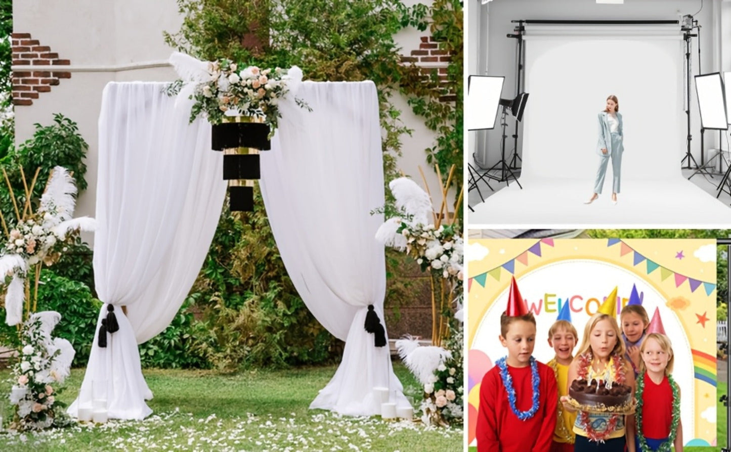 Backdrop Stand Kit 10x10ft Heavy Duty – 2 Adjustable Stands, 4 Crossbars, 4 Clamps & Carry Bag for Photo Studio, Video Shooting