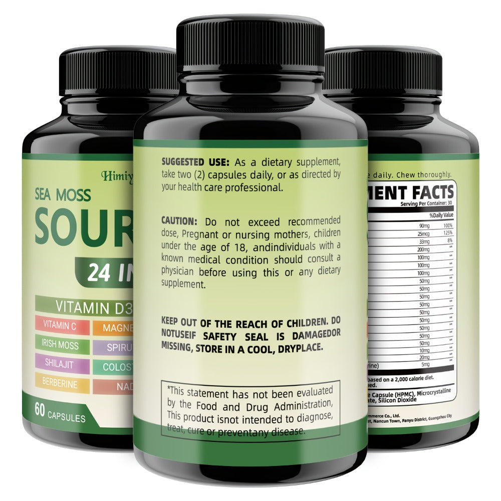 Soursop Capsules Advanced Herbal Supplement with Shilajit, Irish Moss, Berberine & NAD+, Immunity