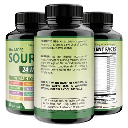 Soursop Capsules Advanced Herbal Supplement with Shilajit, Irish Moss, Berberine & NAD+, Immunity