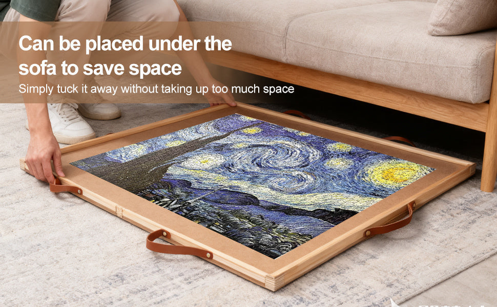 Jigsaw Puzzle Table 35"x27" with 360° Rotating Turntable & Easy-Pull Handle Drawers – Large Puzzle Board Organizer with Dust Cover for 1500