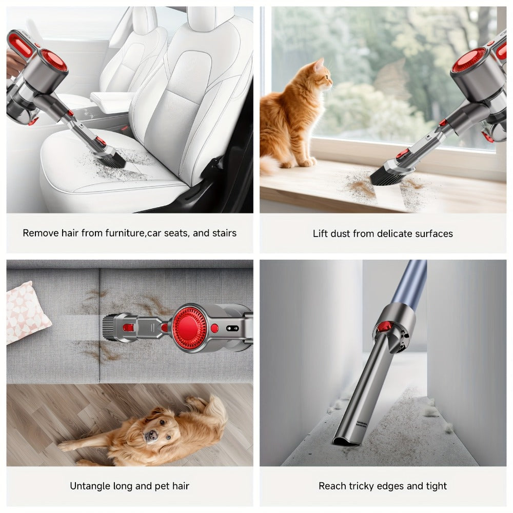 Cordless LED Stick Vacuum Cleaner with Removable Battery, Two Suction Modes and Seven Color Options