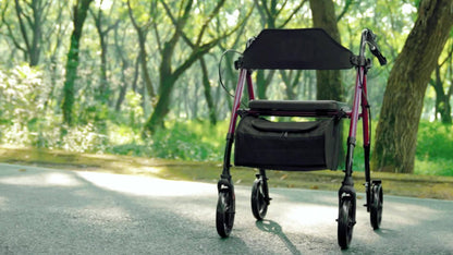 Rollator Walker for Seniors Foldable with 8-Inch Big Wheels, Durable Aluminum Rolling Walker with Backrest & Dual Adjustable Height