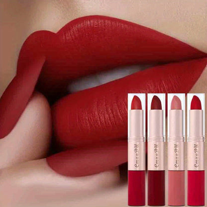 Dual-Ended Matte Lipstick & Lip Gloss Set 4pcs, 2-in-1 Velvety Lip Color, Non-Drying Comfortable Formula