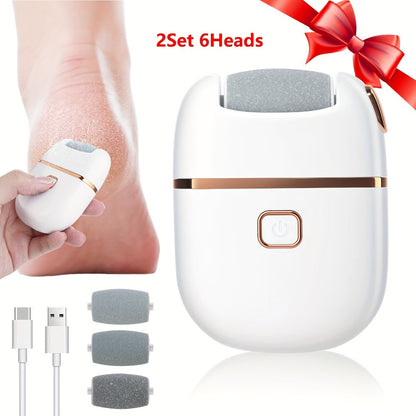 Electric Callus Remover Rechargeable Foot Grinder with 3 Replacement Heads 2 Speed Settings IPX5 Waterproof USB Charging Portable Pedicure