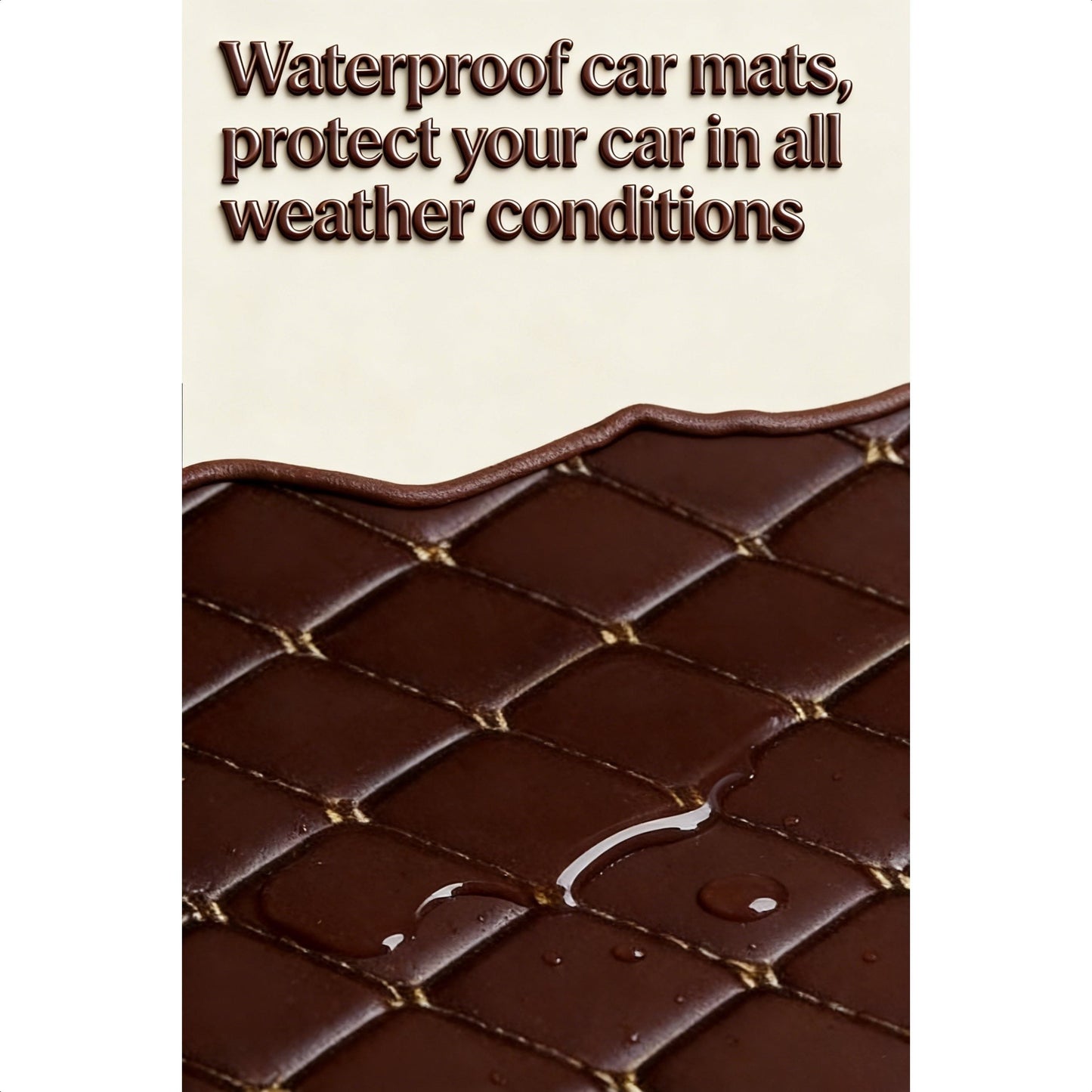 Quilted PU Car Floor Mats, Five-Piece Front and Rear Set in Red, Beige or Brown Color Options