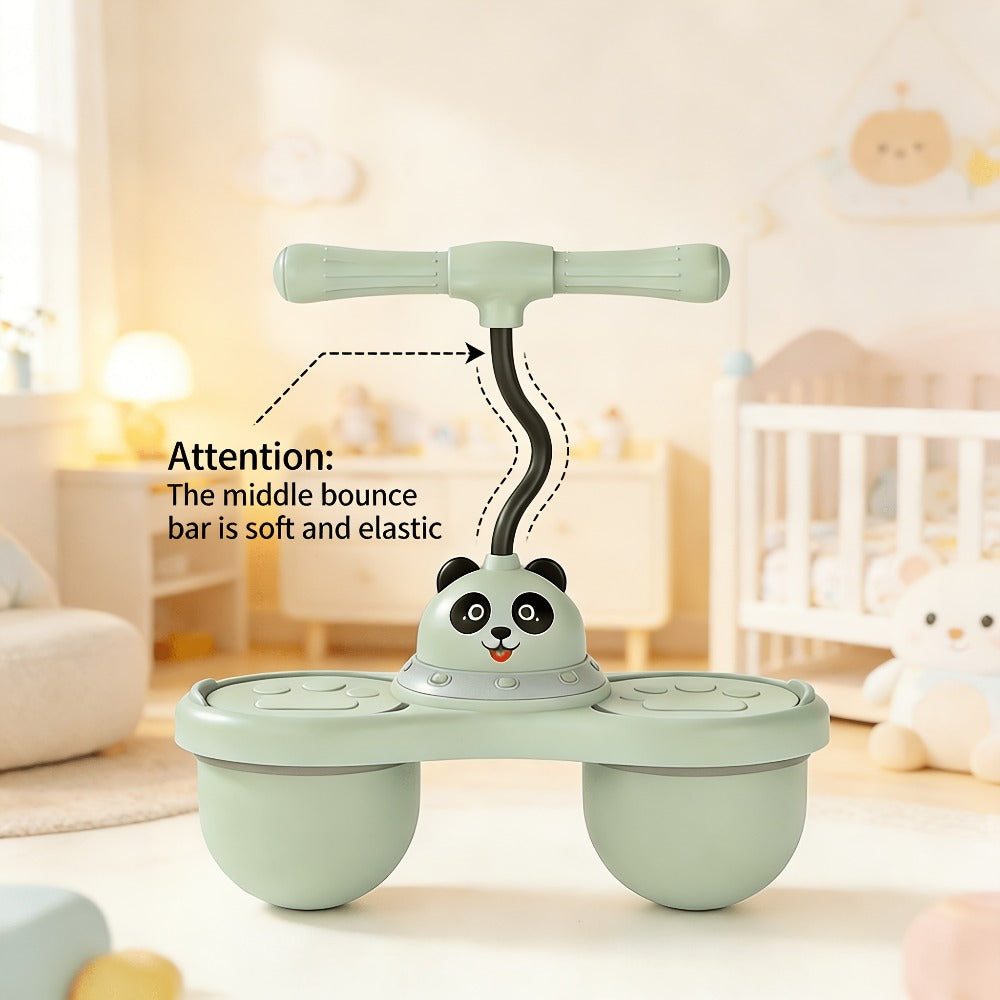 Kids Cartoon Panda Jumping Ball with Handle, Double Bouncy Ball Balance Training Toy, 24.6" Size