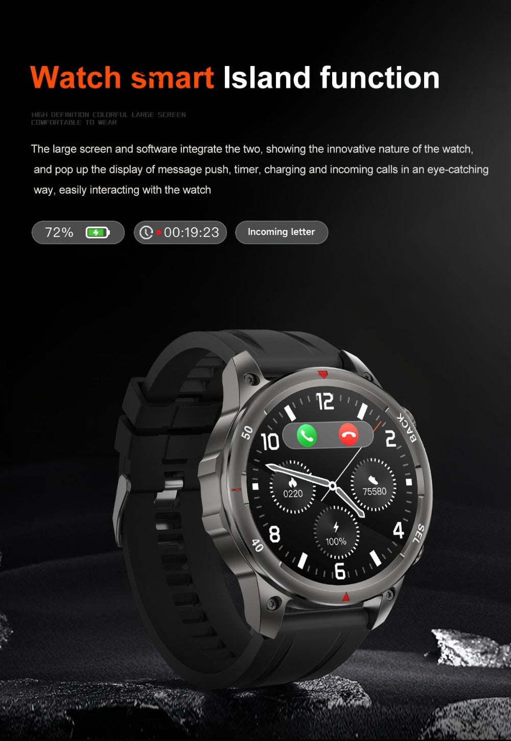 Smartwatch GPS NFC for Men – AI Voice Calling, 360×360 HD Screen, Built-in Compass, Motion Trajectory, Heart Rate Sleep Fitness
