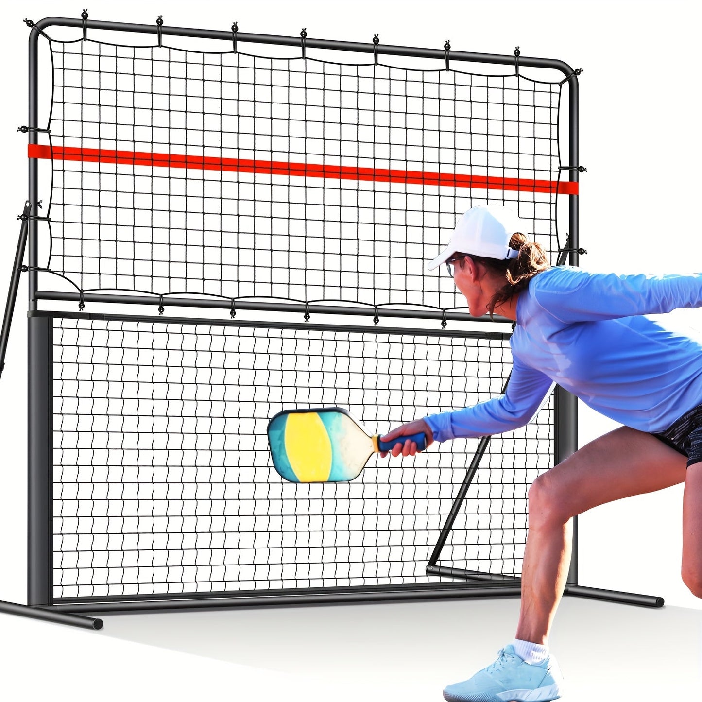 Pickleball Rebounder Net 6x6ft Angle Adjustable – 2-in-1 Practice Rebound Net for Dinks, Volleys & Hits Training