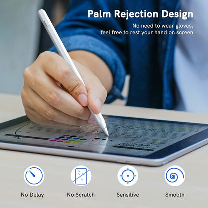 iPad Stylus Pen 2nd Generation, Palm Rejection Magnetic Charging USB Rechargeable, Compatible with iPad Air 5/4/3