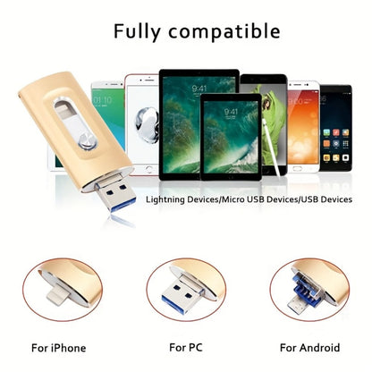 USB Flash Drive 4-in-1 USB 3.0 Multi-Connector Drive with 128GB or 256GB Capacity and Four Color Options