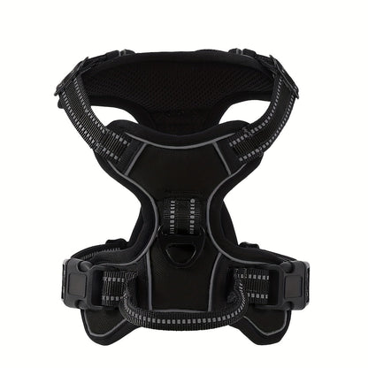 Adjustable Dog Walking Harness in Seven Colors and S–XL with Front Ring, Back Ring and Top Handle