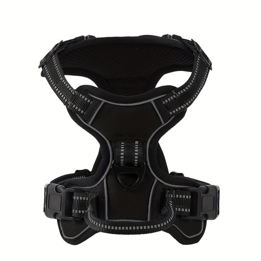 Adjustable Dog Walking Harness in Seven Colors and S–XL with Front Ring, Back Ring and Top Handle