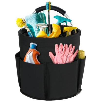 Foldable Cleaning Caddy Organizer 17L with Handle – Portable Collapsible Bucket Bag with 6 Pockets for Cleaning Supplies