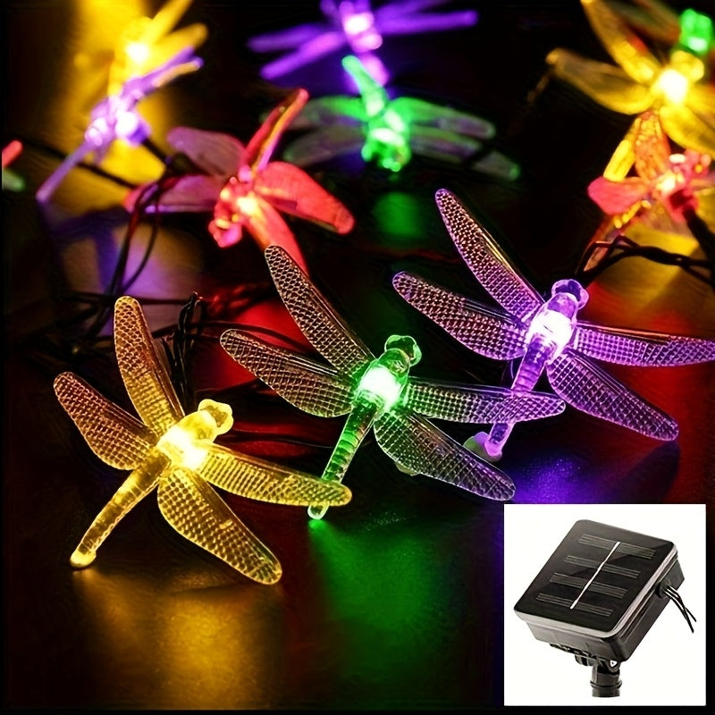 Solar Dragonfly String Lights Outdoor 30 LED 8 Modes, for Garden, Pathway and Patio Lighting