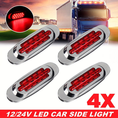 LED Side Marker Lights 4-Pack for Truck Trailer 16 LEDs Dual Mode Steady-On & Flash – 12-24V Universal Fit Front Rear Side Marker Lamp