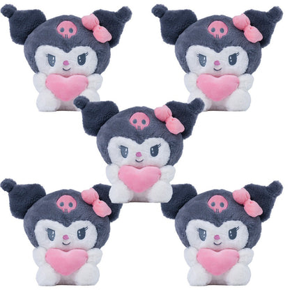 Hello Kitty Kuromi Plush Set 5pcs, Official Licensed Sanrio Stuffed Animals Holding Hearts