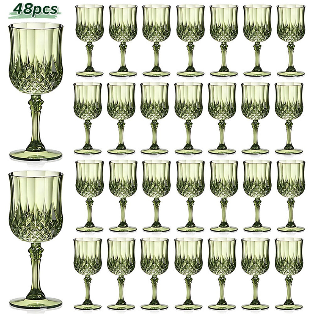 Plastic Champagne Glasses 48 Pack – 7oz Stemmed Crystal Clear Reusable Cups for Wedding, Party, Bridal Shower, Christmas, Halloween