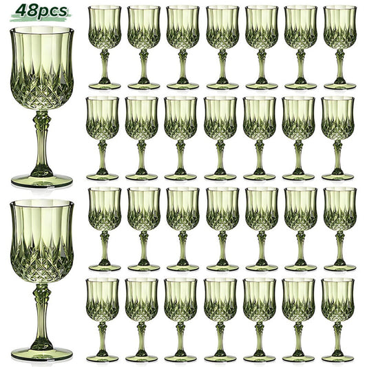 Plastic Champagne Glasses 48 Pack – 7oz Stemmed Crystal Clear Reusable Cups for Wedding, Party, Bridal Shower, Christmas, Halloween