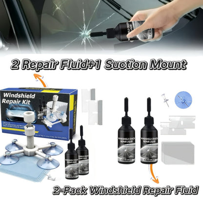 Windshield Repair Kit Nano UV Resin 15-Minute Fix for Bullseye Star Spider Cracks Scratches – DIY Car Glass Crack Repair Fluid with Suction