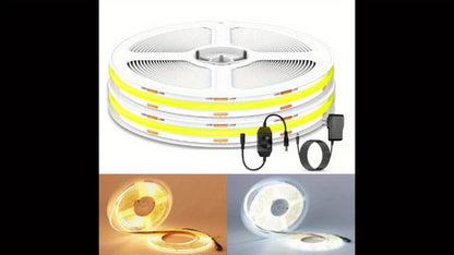 COB LED Strip Light Dimmable 32.8ft 10m, 8mm Ultra-Thin 24V High Density Flexible COB LED Tape Light with Dimmer Switch