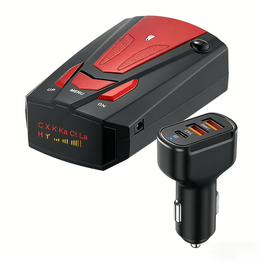16-Band GPS Detector for Cars 360 Degree Anti-GPS Speed Camera LIDAR Detector Voice Alarm Real-Time Threat Alerts Enhanced Safety Features