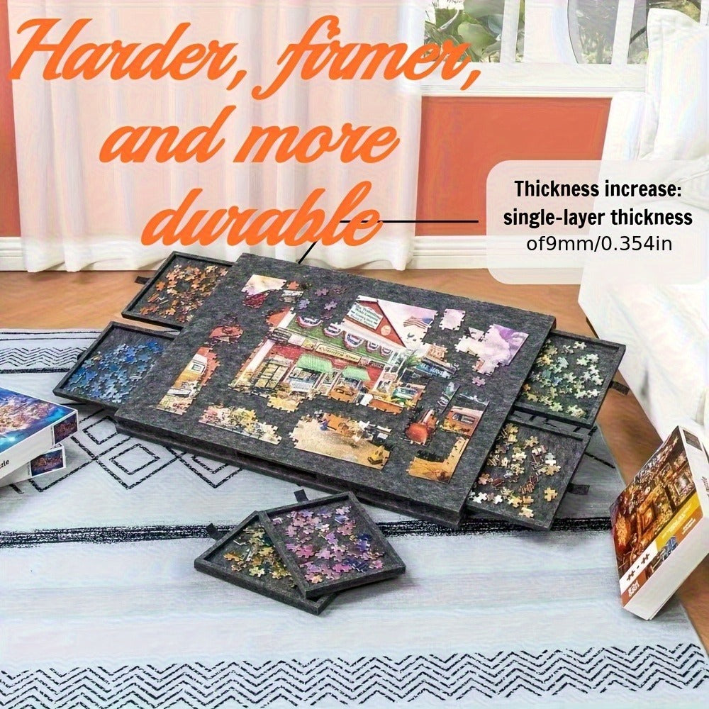 Gray Puzzle Board Collection with 1000- or 1500-Piece Sizes, Drawer and No-Drawer Options in Five Models