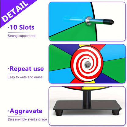Spinning Prize Wheel 10 Inch – Rotating Game Wheel for Party Games, Family Game Night, Classroom Activities, Prizes, Questions & Challenges