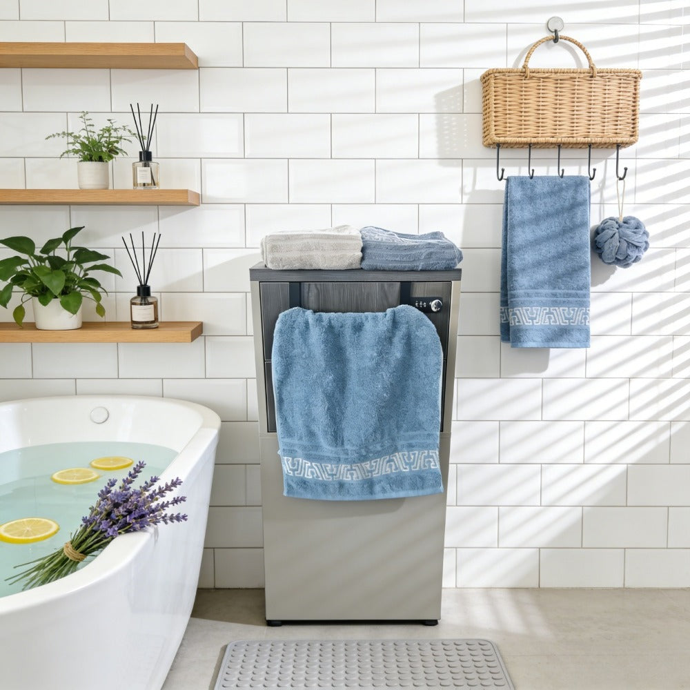 Bath Towels Set of 3 400GSM Microfiber Towels with Coastal Pattern for Bathroom and Spa for Home and Guest Use