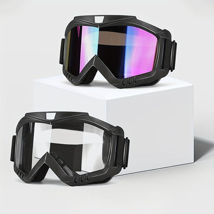 Two-Piece Black-Frame Ski Goggle Sets in Three Colorful, Gray and Transparent Lens Pairings