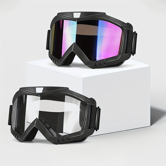 Two-Piece Black-Frame Ski Goggle Sets in Three Colorful, Gray and Transparent Lens Pairings