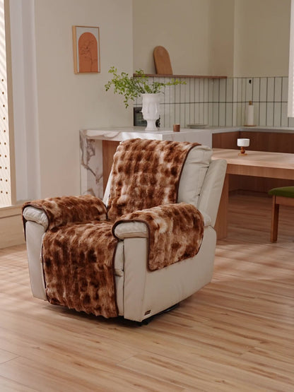 Plush Faux-Fur Style Recliner Chair Drape, 55 x 190 cm, in Coffee, Gray or White for One Seat