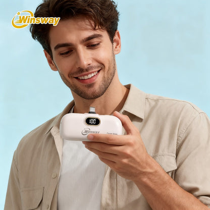 Winsway 5000mAh Mini Portable Charger Type-C Metal Plug with LED LCD Display for an Everyday Personal Care Routine