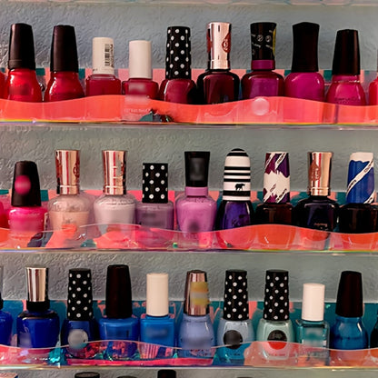 Iridescent Acrylic Wall Display Shelves in Two- or Four-Piece Sets with Pink and Multicolor Options