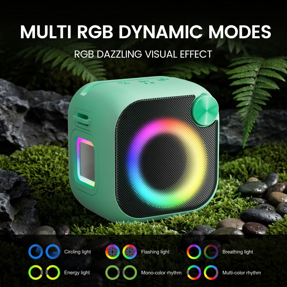 Bluetooth Speaker Square RGB Desktop Model with Phone Stand, USB, TF, AUX Playback, Type-C Charging and Five Colors