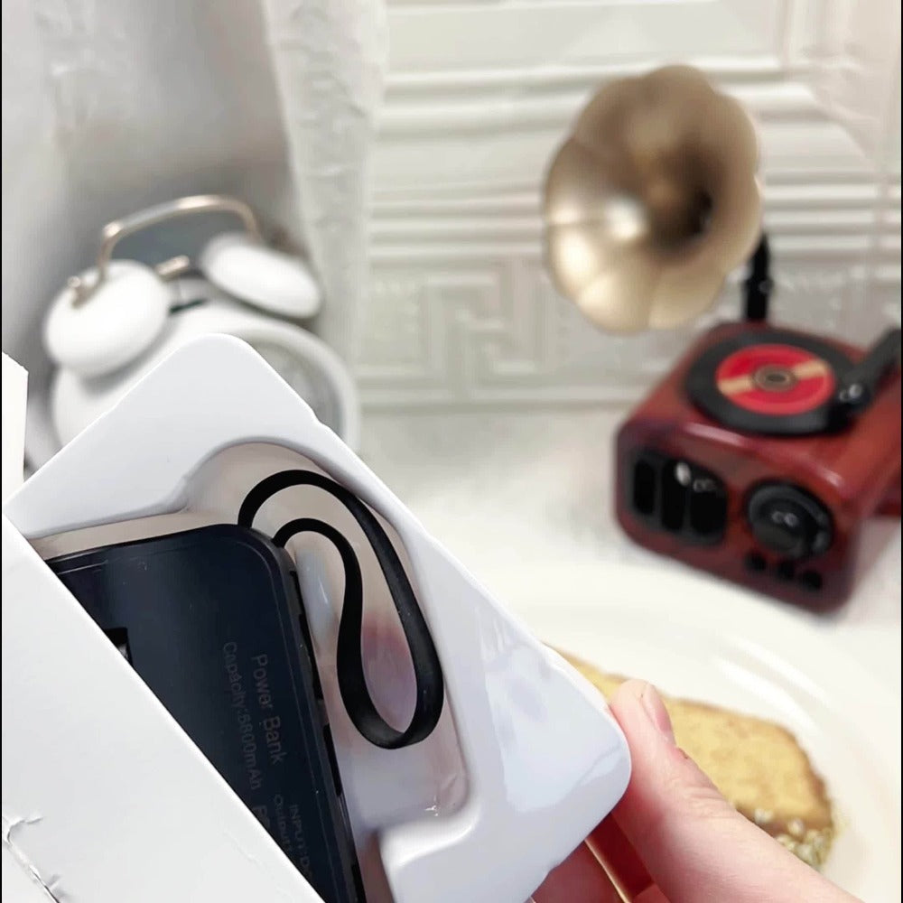 5000mAh Capsule-Style Power Bank with 22.5W Marking, Hidden Stand, Digital Display and USB Cable
