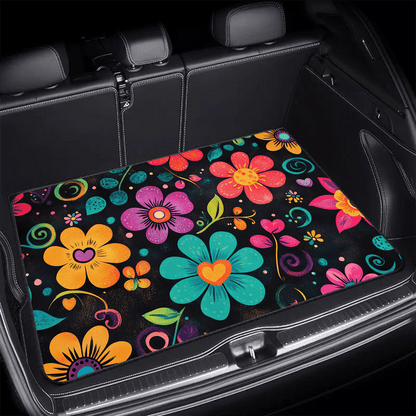 Car Trunk Mat Anti-Slip Rubber – Colorful Petal Pattern Cargo Liner, Non-Slip Boot Mat for Most Cars, Durable Trunk Organizer Pad & Interior