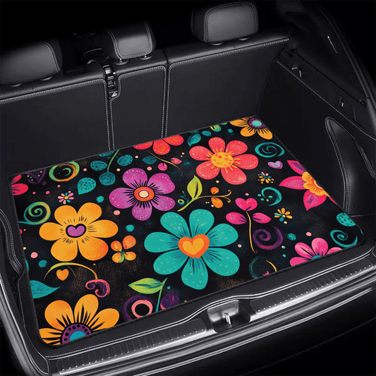 Car Trunk Mat Anti-Slip Rubber – Colorful Petal Pattern Cargo Liner, Non-Slip Boot Mat for Most Cars, Durable Trunk Organizer Pad & Interior
