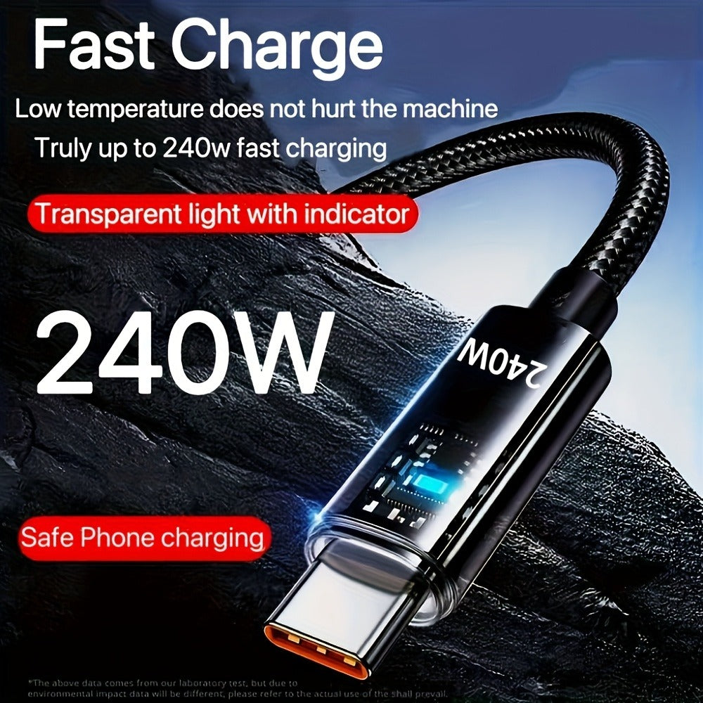 240W USB-A to USB-C Fast Charging Cable Digital Display, Super Fast Charger Cord Compatible with iPhone 15 16